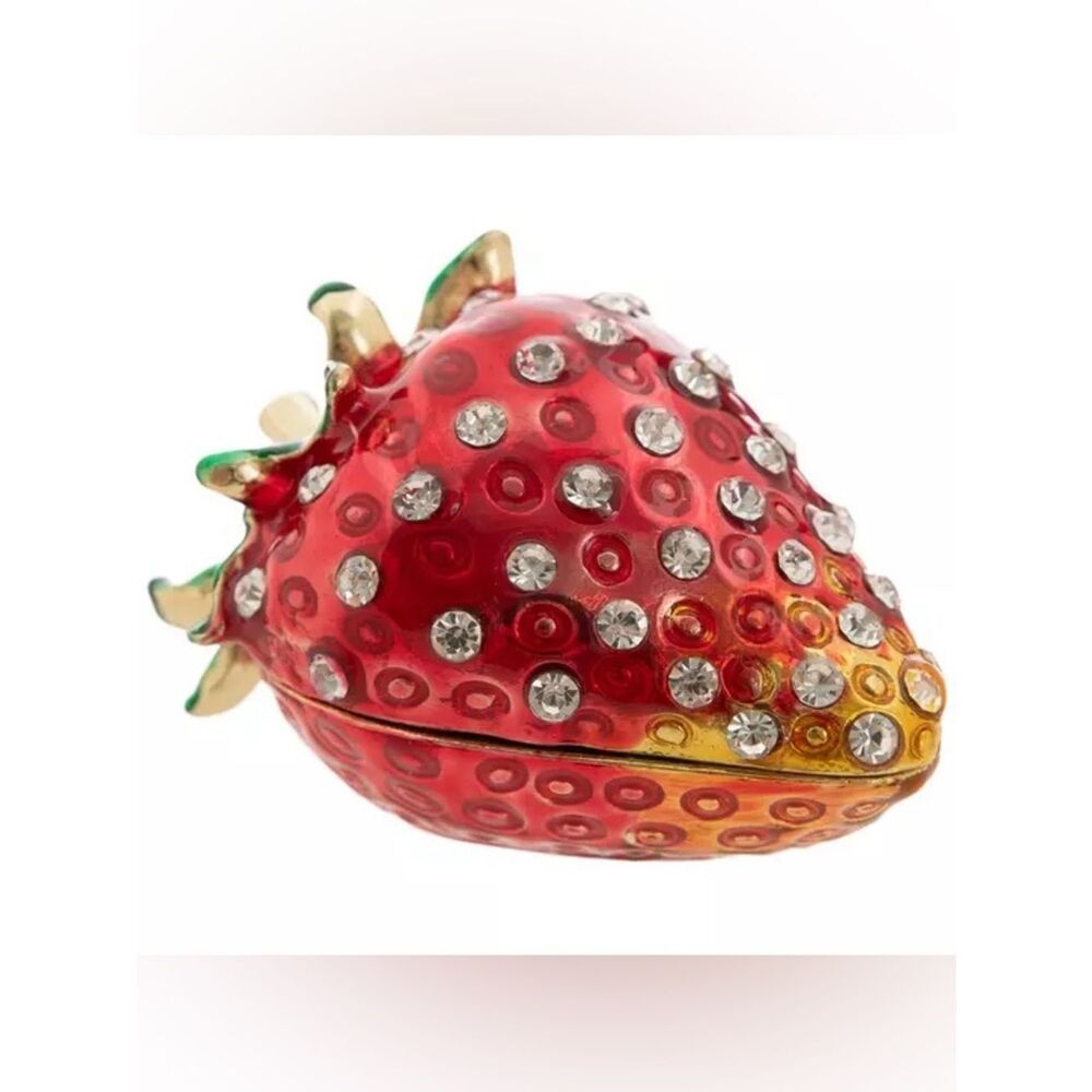 New Red Jeweled Strawberry Trinket Box